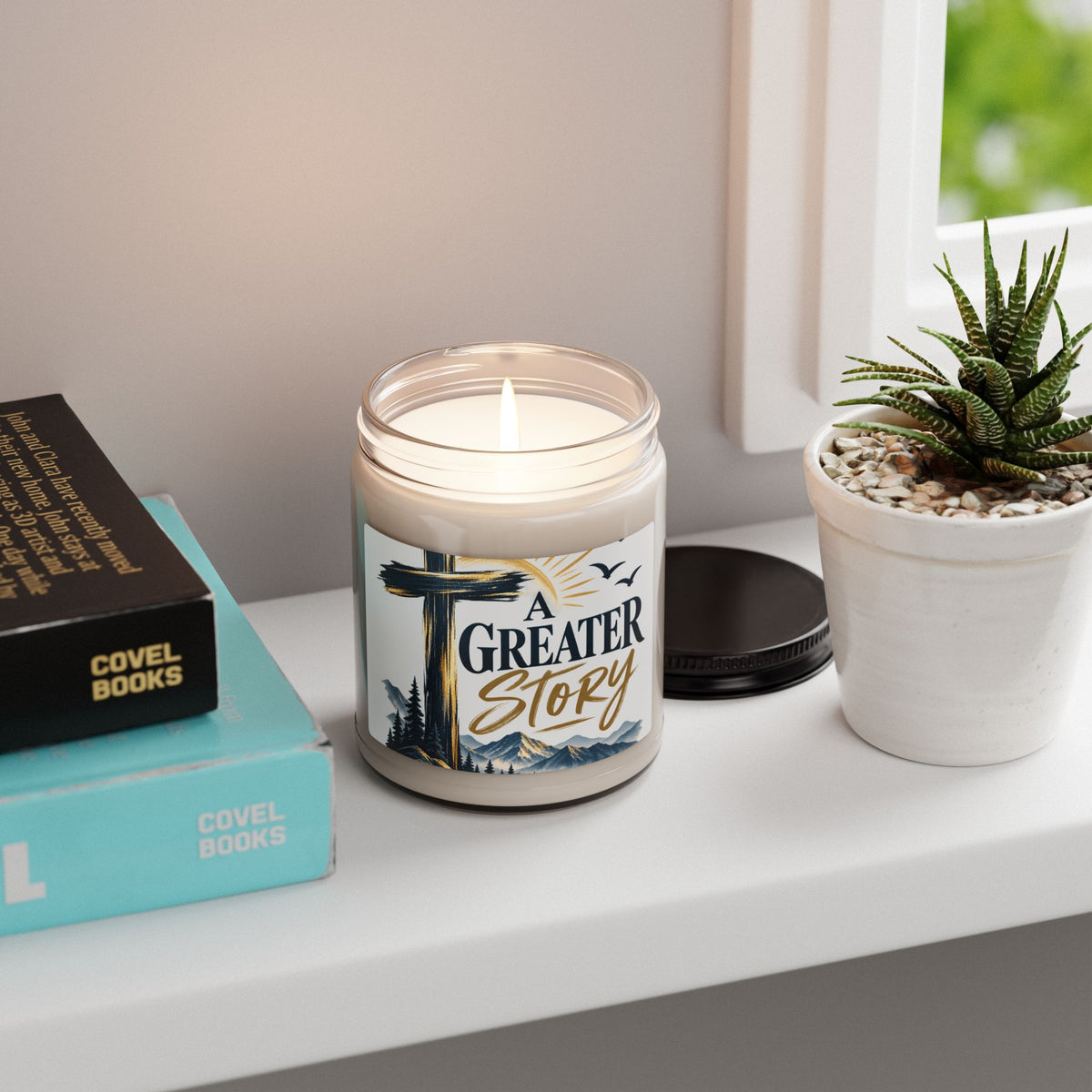 Scented Soy Candle — "A Greater Story" Inspirational Christian Candle (9 oz)