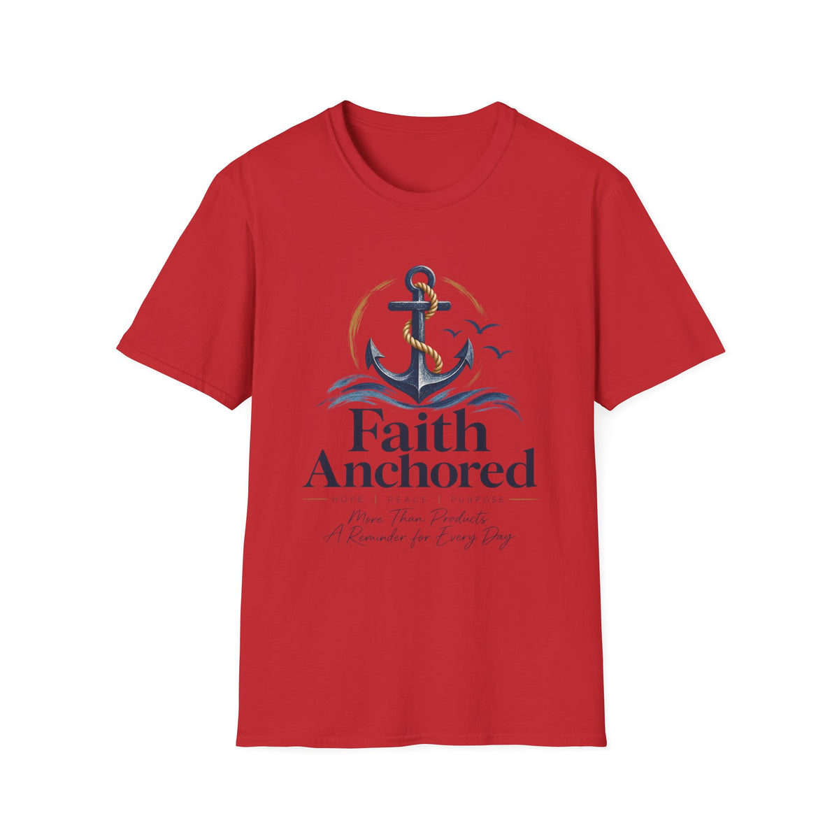 Faith Anchored T-Shirt — "Faith Anchored" Anchor & Waves Christian Tee
