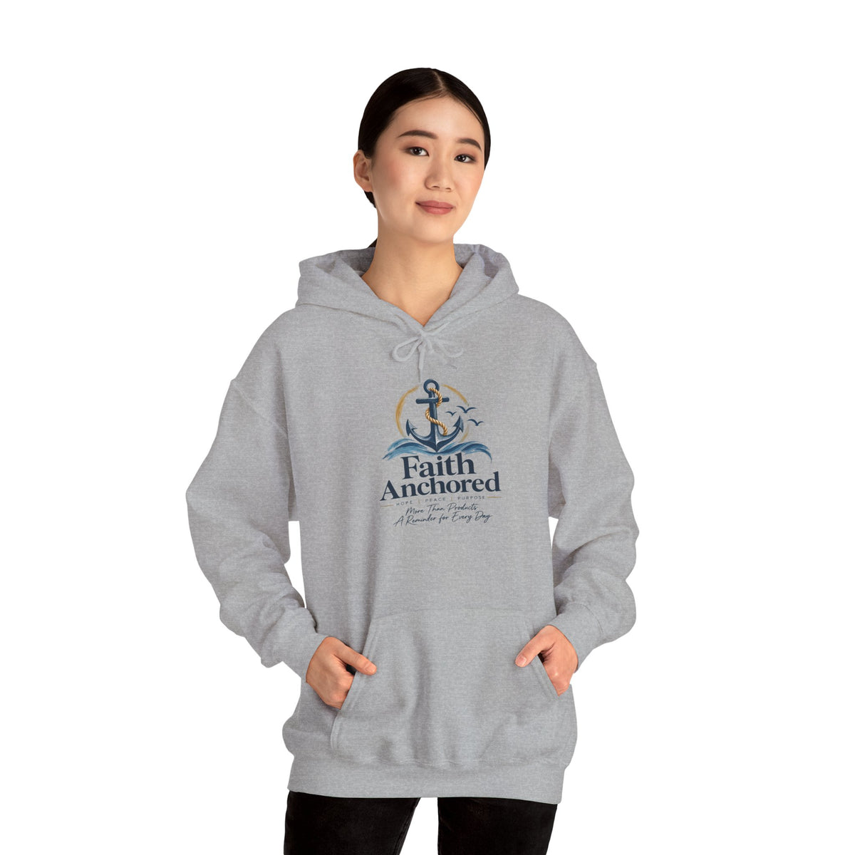 Faith Anchored Hoodie – Christian Anchor Sweatshirt, "Faith Anchored" Inspirational Pullover