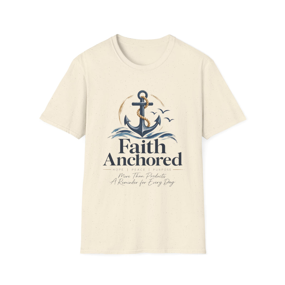 Faith Anchored T-Shirt — "Faith Anchored" Anchor & Waves Christian Tee