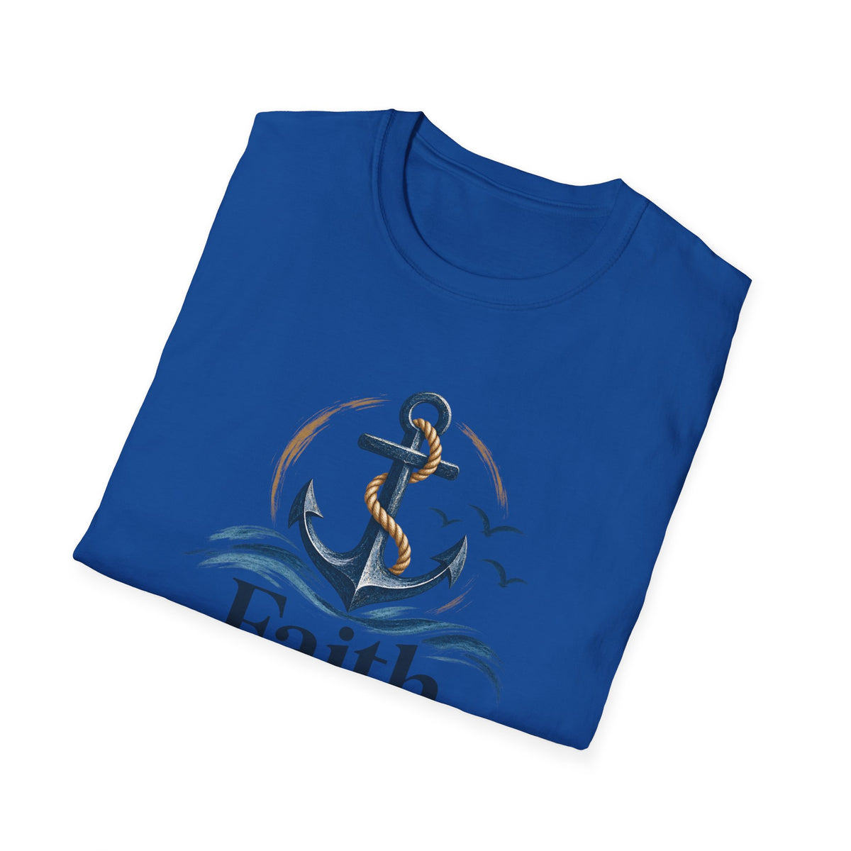 Faith Anchored T-Shirt — "Faith Anchored" Anchor & Waves Christian Tee
