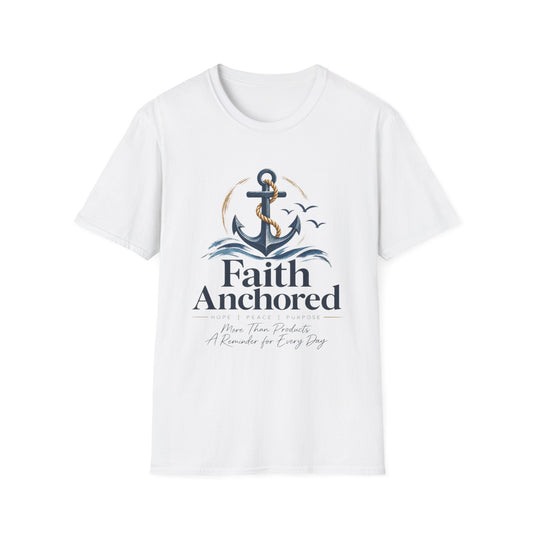 Faith Anchored T-Shirt — "Faith Anchored" Anchor & Waves Christian Tee