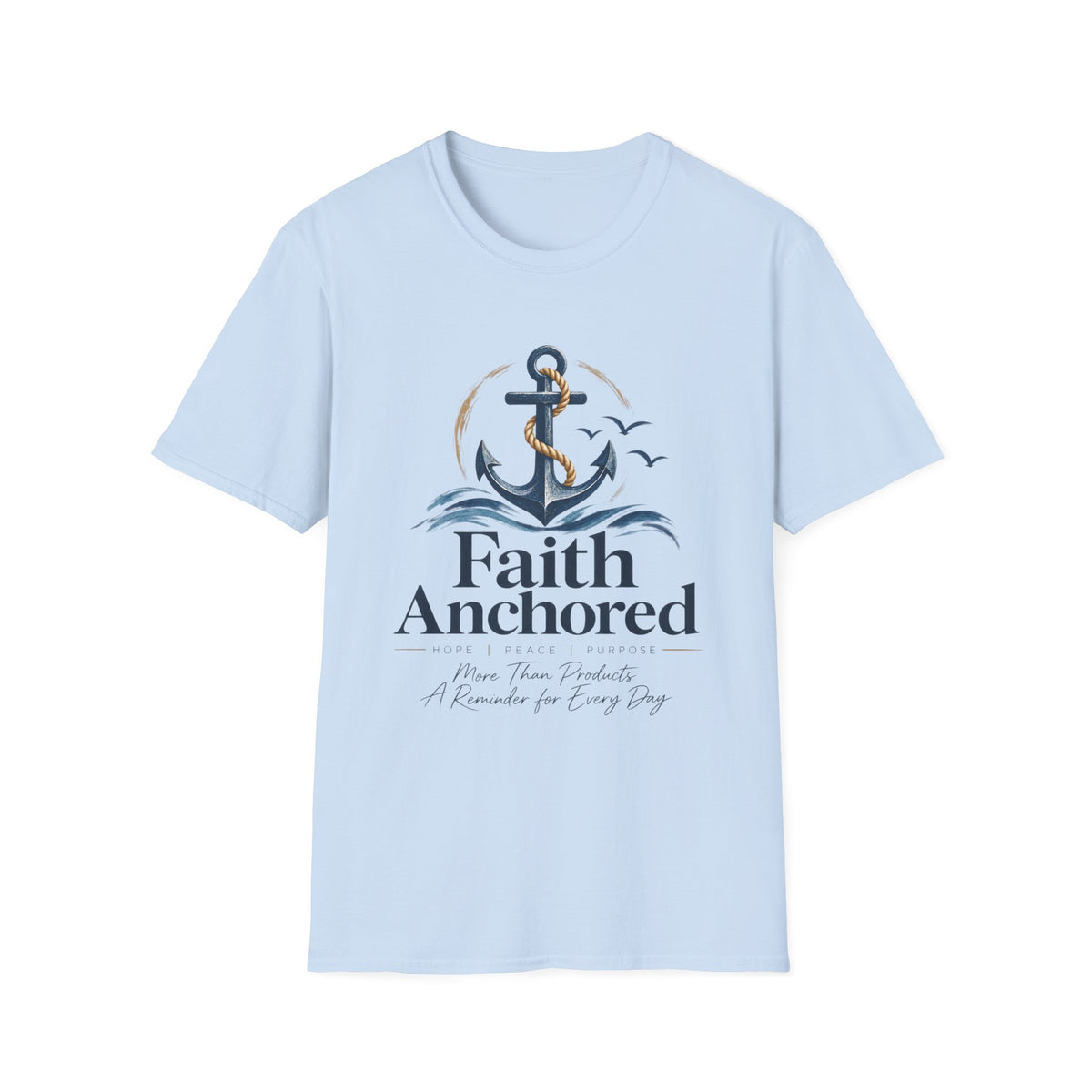 Faith Anchored T-Shirt — "Faith Anchored" Anchor & Waves Christian Tee